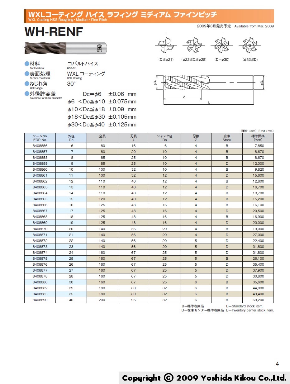 ＷＨラフィングエンドミルシリーズ 03