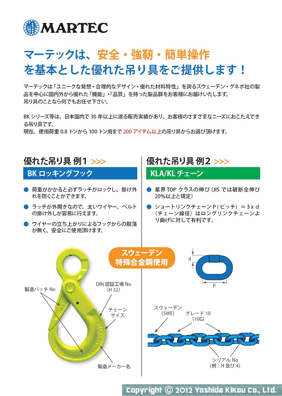 吉田機工株式会社 Yoshida Kikou Co.,Ltd. □ マーテックの吊り具