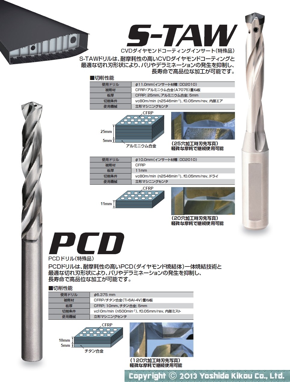 CFRP加工用ドリル「MCS」「S-TAW」「PCD」　05